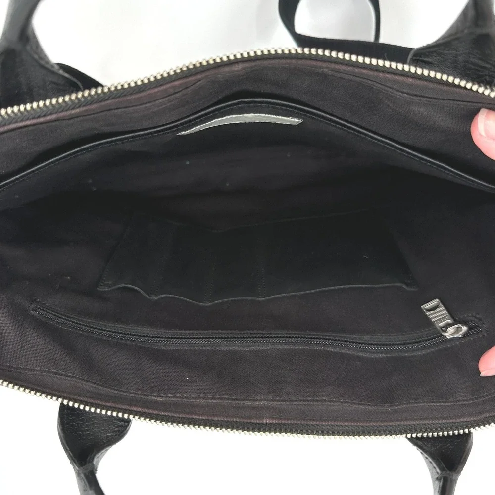 Jack Spade Black Leather Slim Briefcase Messenger Bag Laptop Bag Mens